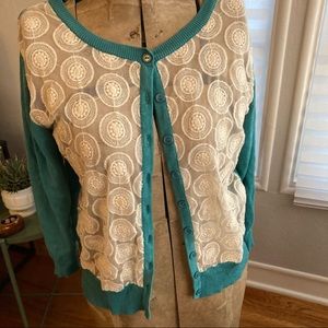 Sahalie Lace Bracelet Sleeve Knit Cardigan